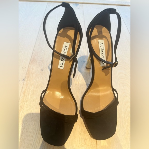 Aquazzura Wild Nights 115 Black Sandals with Gold Heels - New in Box - Size 39 - Picture 9 of 15